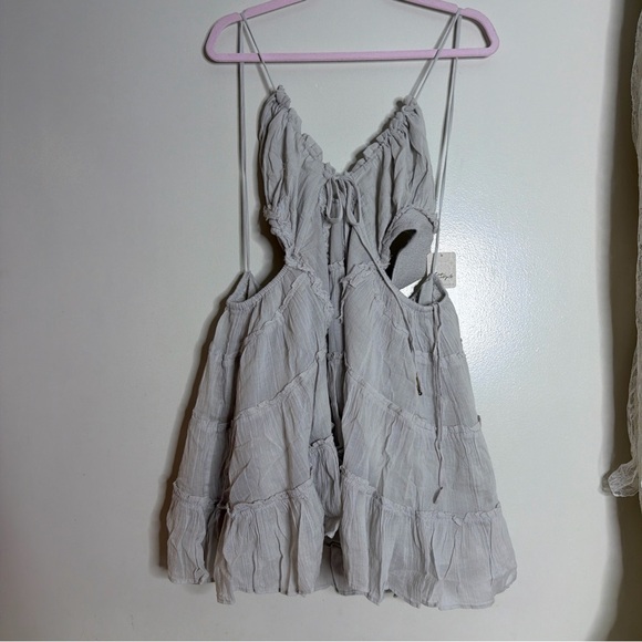 Free People Coconico Crinkle Ruffles Cutouts Tiered Mini Dress - Picture 3 of 4